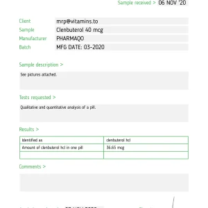 Alternative view of Clenbuterol – Pharmaqo Labs [100Tabs/40mcg]